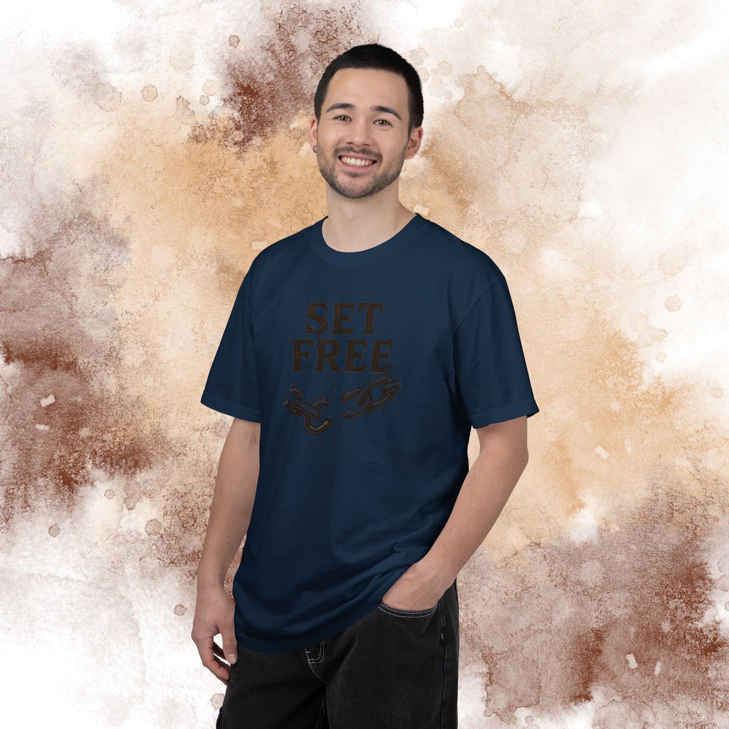 Set Free T‑Shirt — Broken Chain Christian Scripture Tee (John 8:36)
