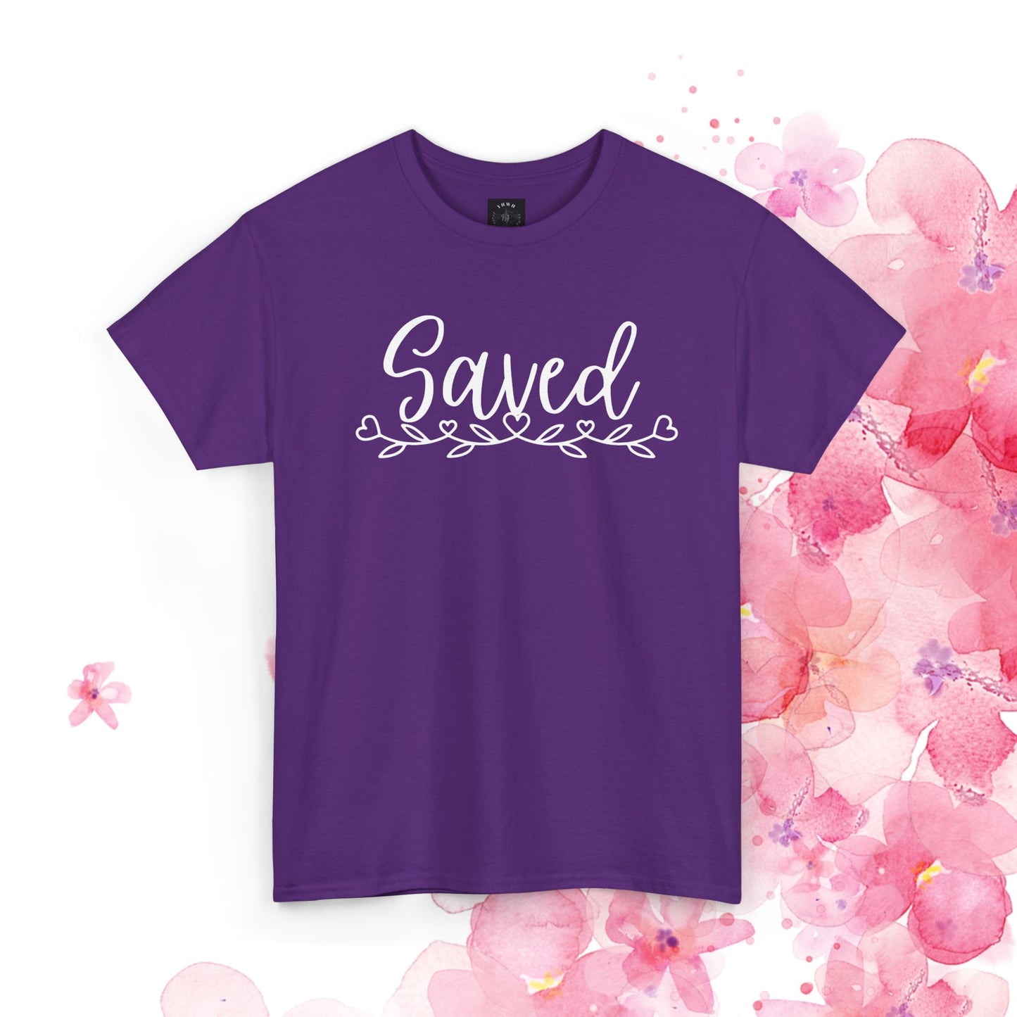 Saved Tee — Floral Script Christian Faith T-Shirt
