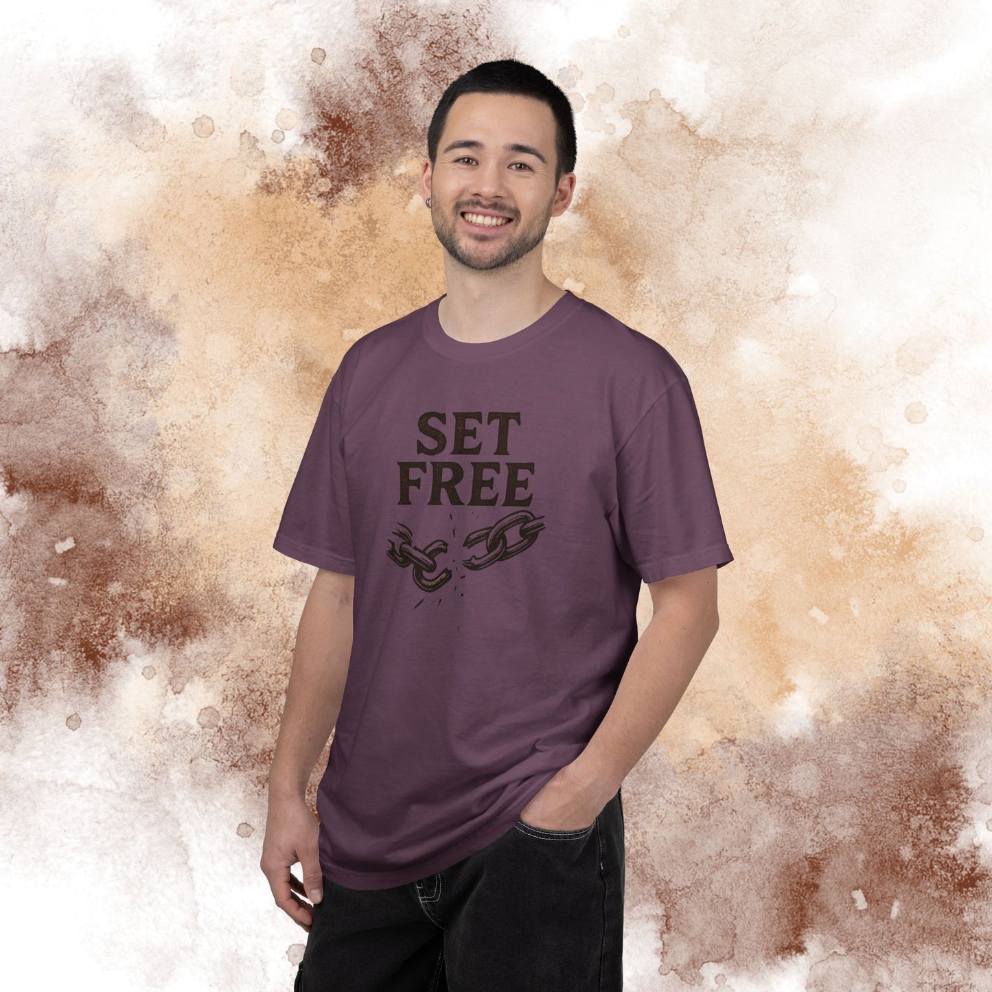 Set Free T‑Shirt — Broken Chain Christian Scripture Tee (John 8:36)