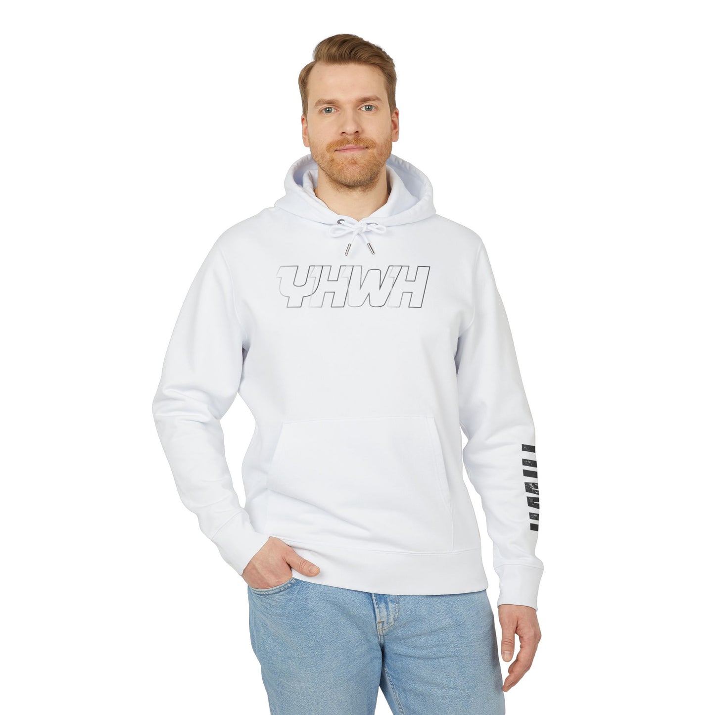 YHWH Hoodie — Minimalist Faith Pullover with Sleeve Print