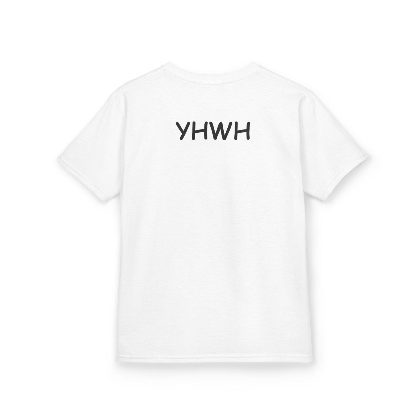 Kids Tee — "Pray Love Smile" Christian T‑Shirt with Hearts (YHWH Back)