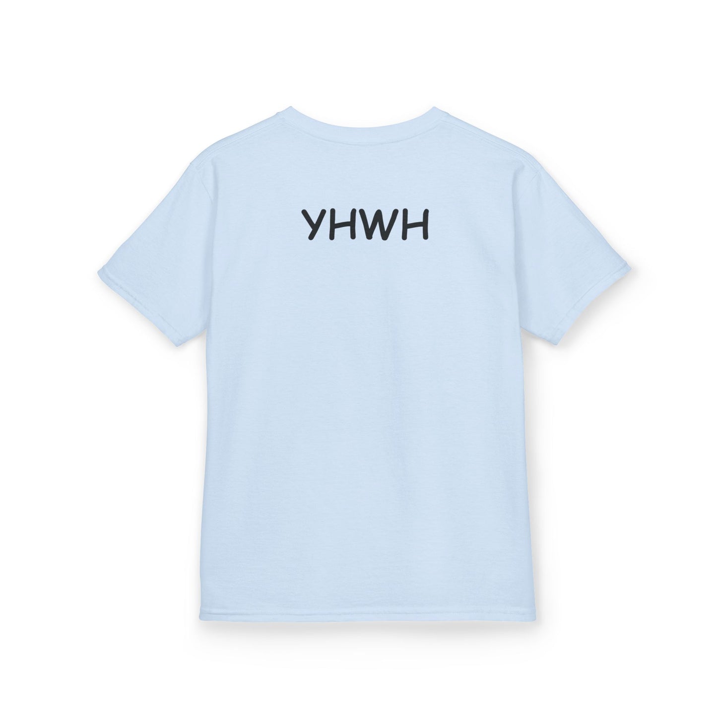 Kids Tee — "Pray Love Smile" Christian T‑Shirt with Hearts (YHWH Back)