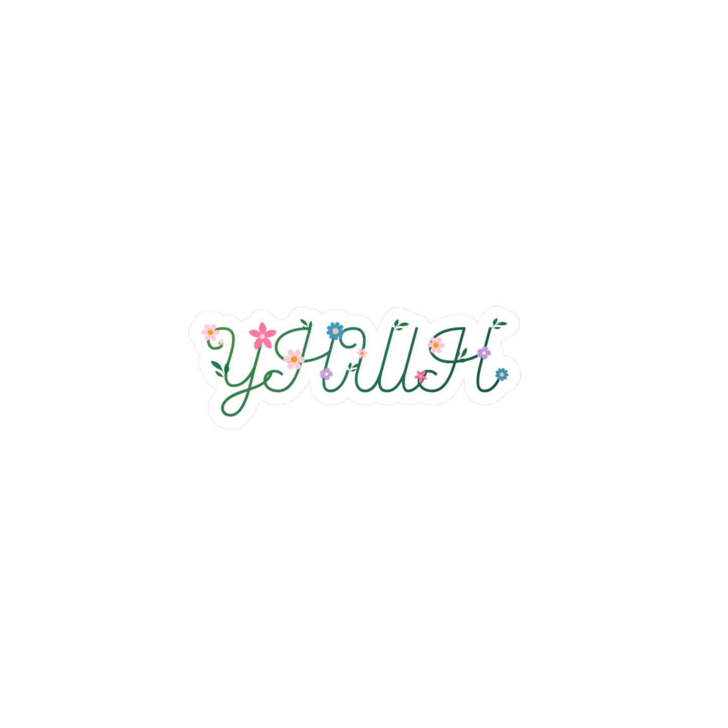 *Spring special edition* Floral 'YHWH' Kiss-Cut Vinyl Decal – Cute Script Flower Sticker for Laptops, Water Bottles & Windows