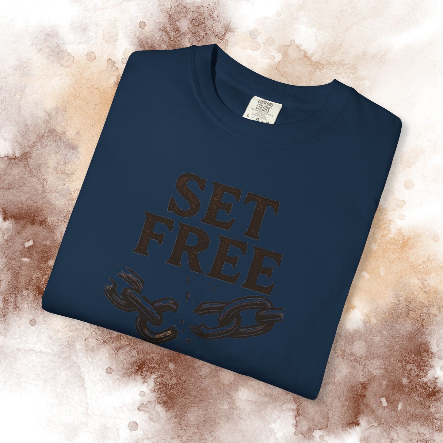 Set Free T‑Shirt — Broken Chain Christian Scripture Tee (John 8:36)