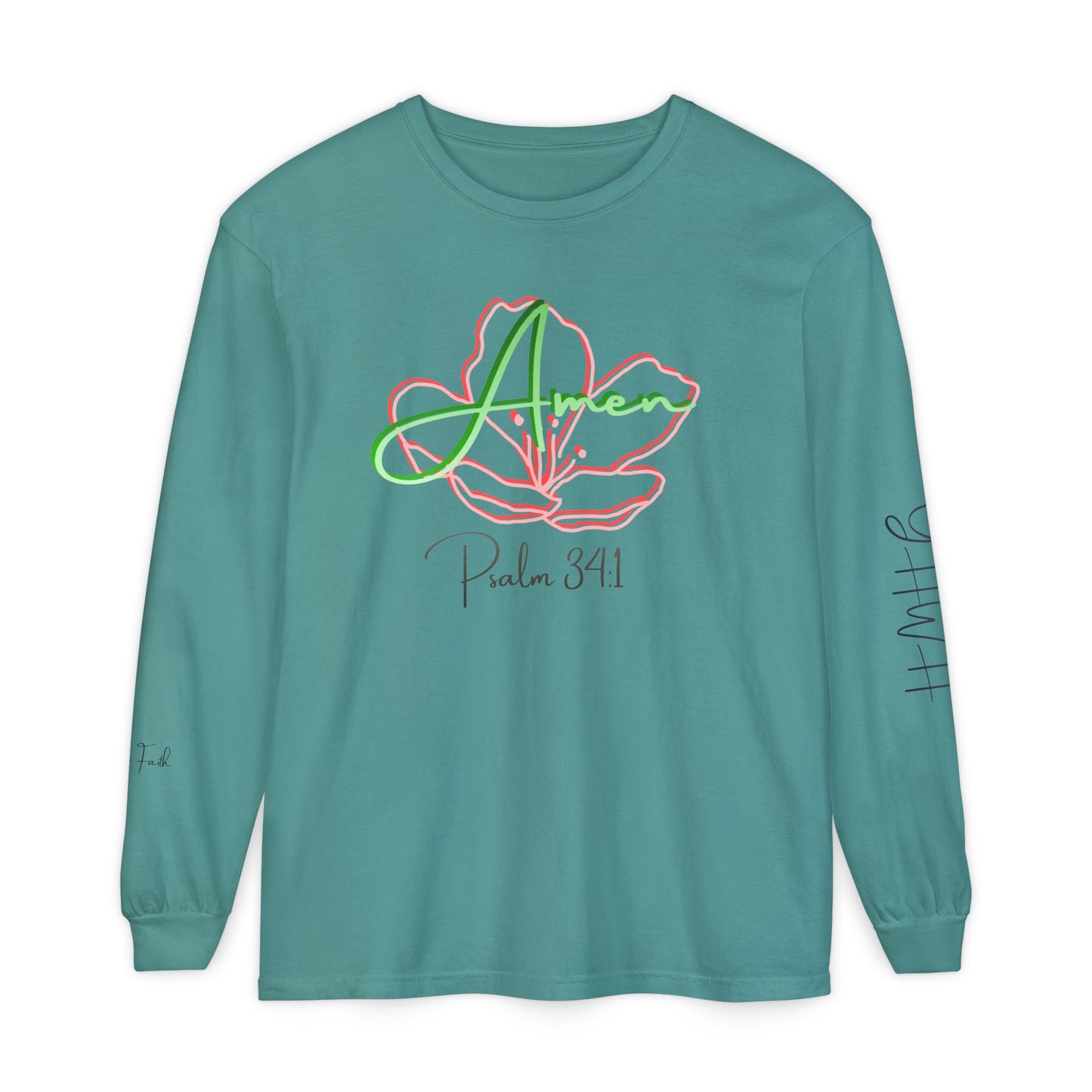 *Spring special edition* 'Amen' Psalm 34:1 Floral Long Sleeve Tee