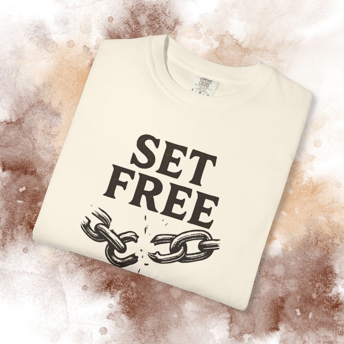 Set Free T‑Shirt — Broken Chain Christian Scripture Tee (John 8:36)