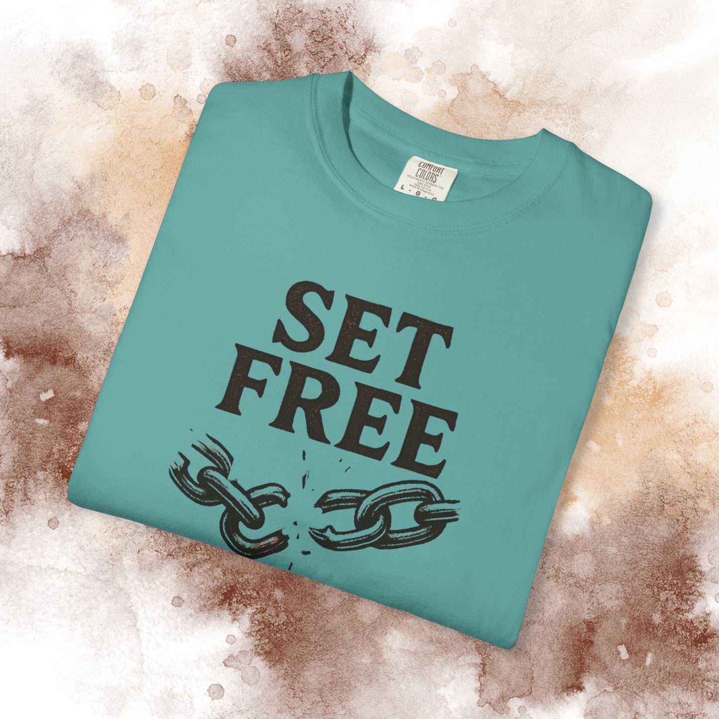 Set Free T‑Shirt — Broken Chain Christian Scripture Tee (John 8:36)