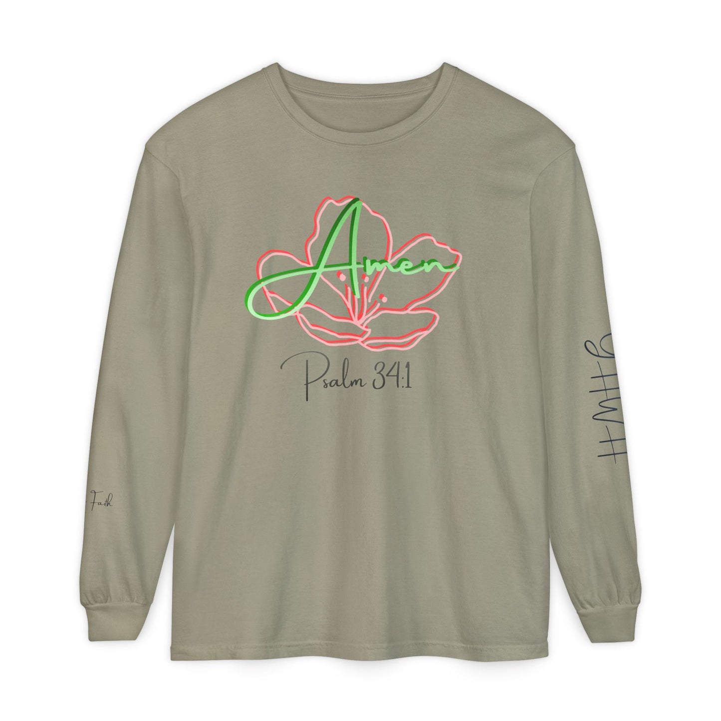 *Spring special edition* 'Amen' Psalm 34:1 Floral Long Sleeve Tee