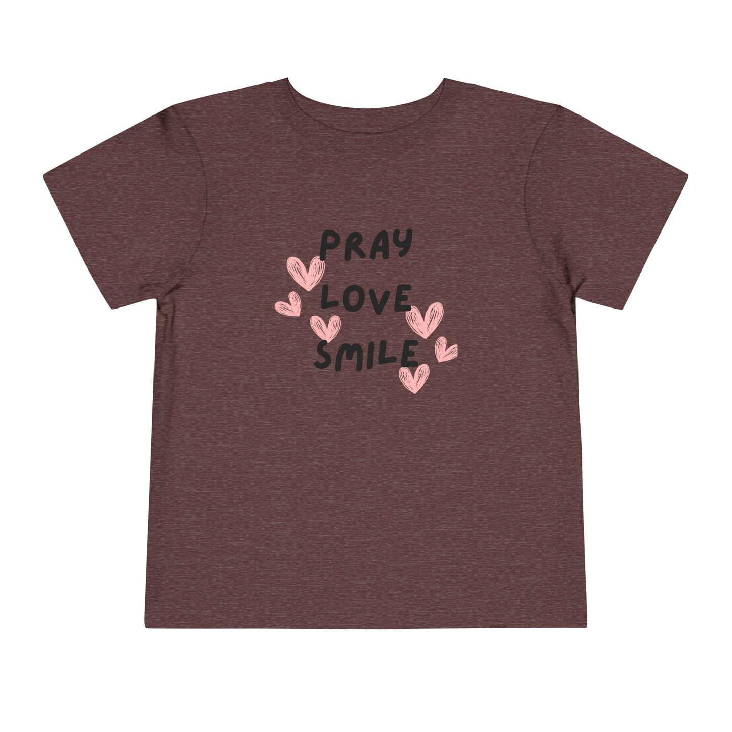 Toddler Tee — "Pray Love Smile" Christian Kids Shirt (YHWH Back)