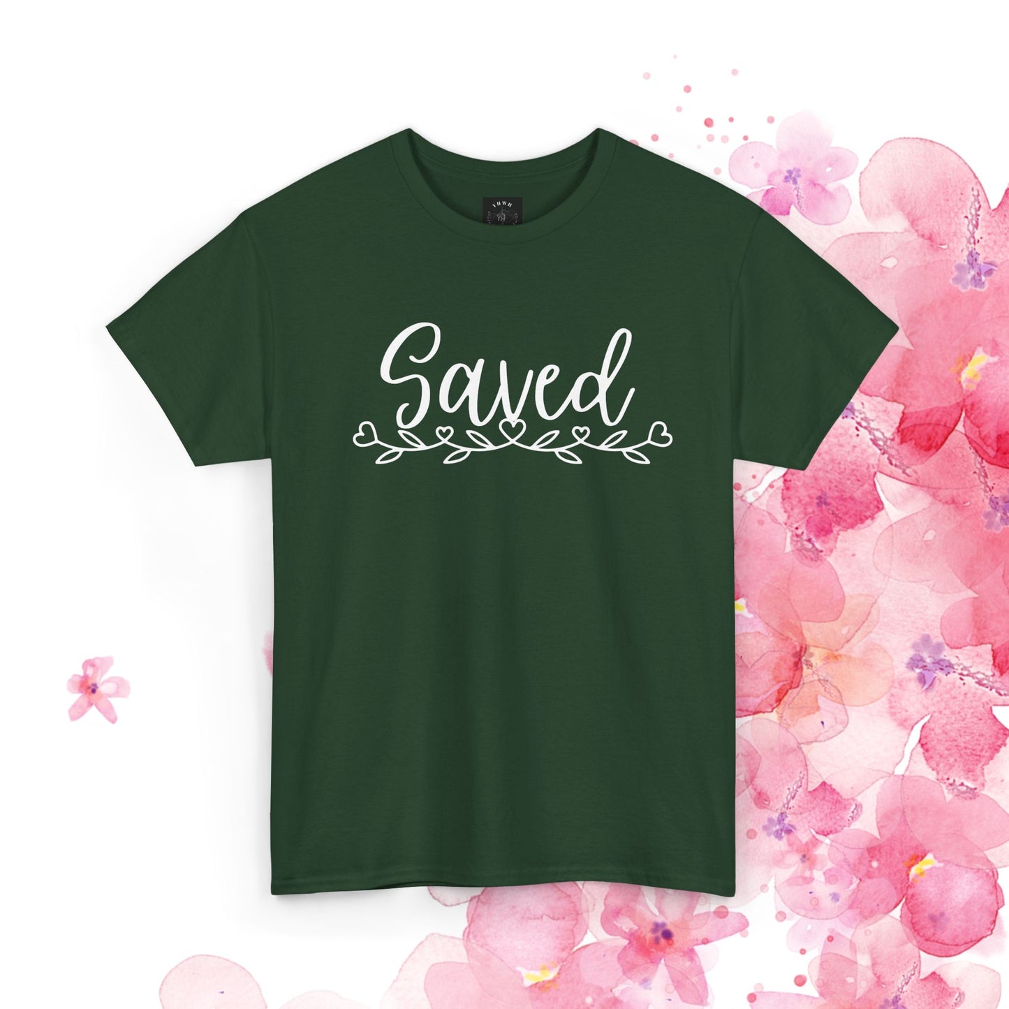 Saved Tee — Floral Script Christian Faith T-Shirt