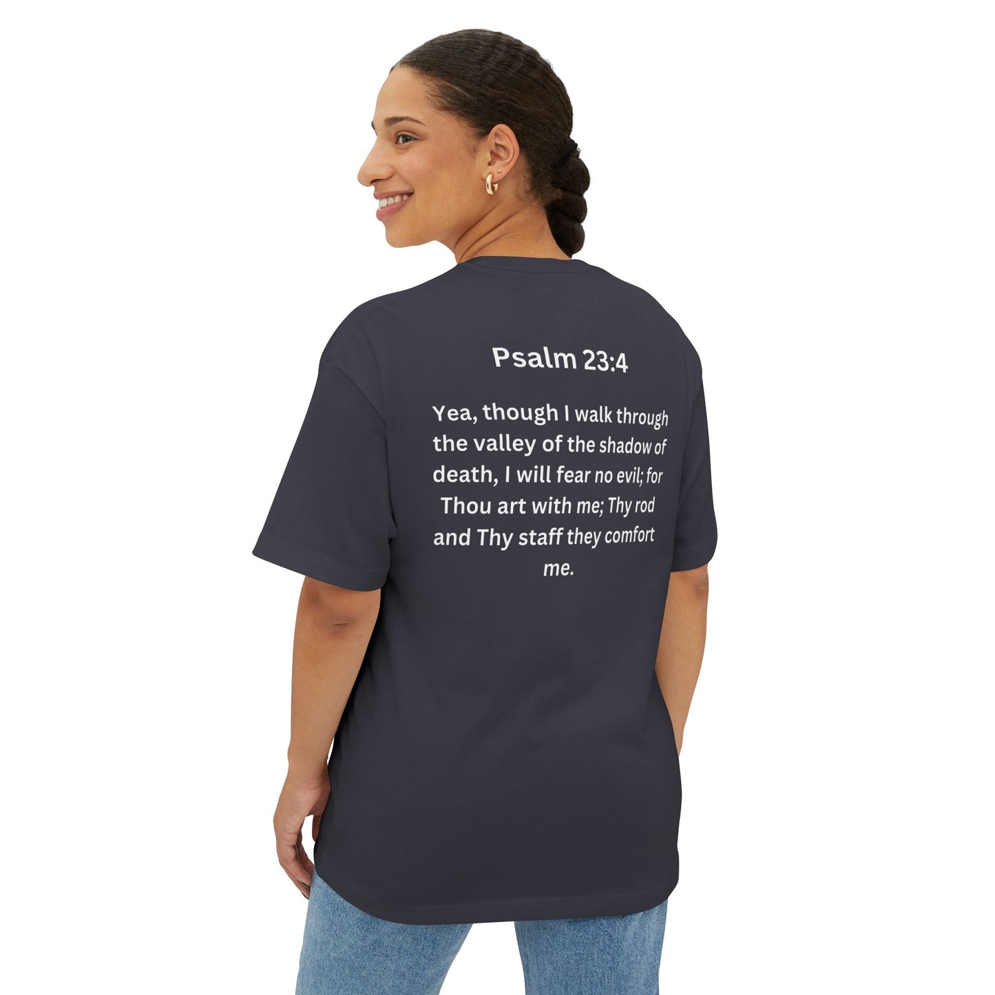 Faith Over Fear Tee — Psalm 23:4 Christian Oversized Boxy Shirt