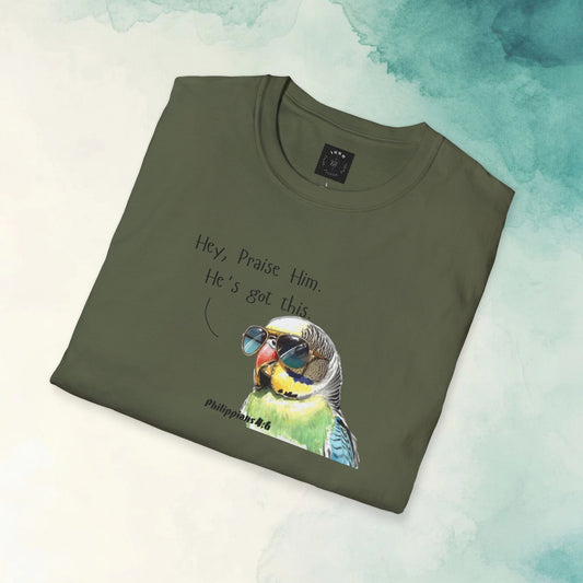 Philippians 4:6 'Praise Him' Parakeet T-Shirt