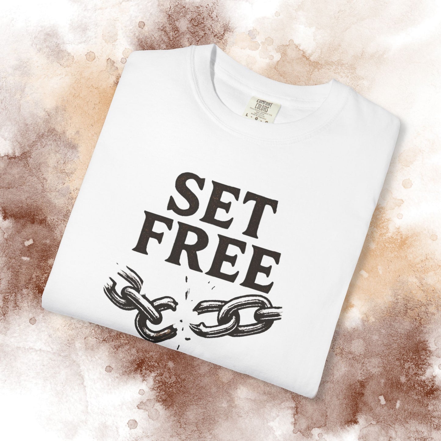 Set Free T‑Shirt — Broken Chain Christian Scripture Tee (John 8:36)