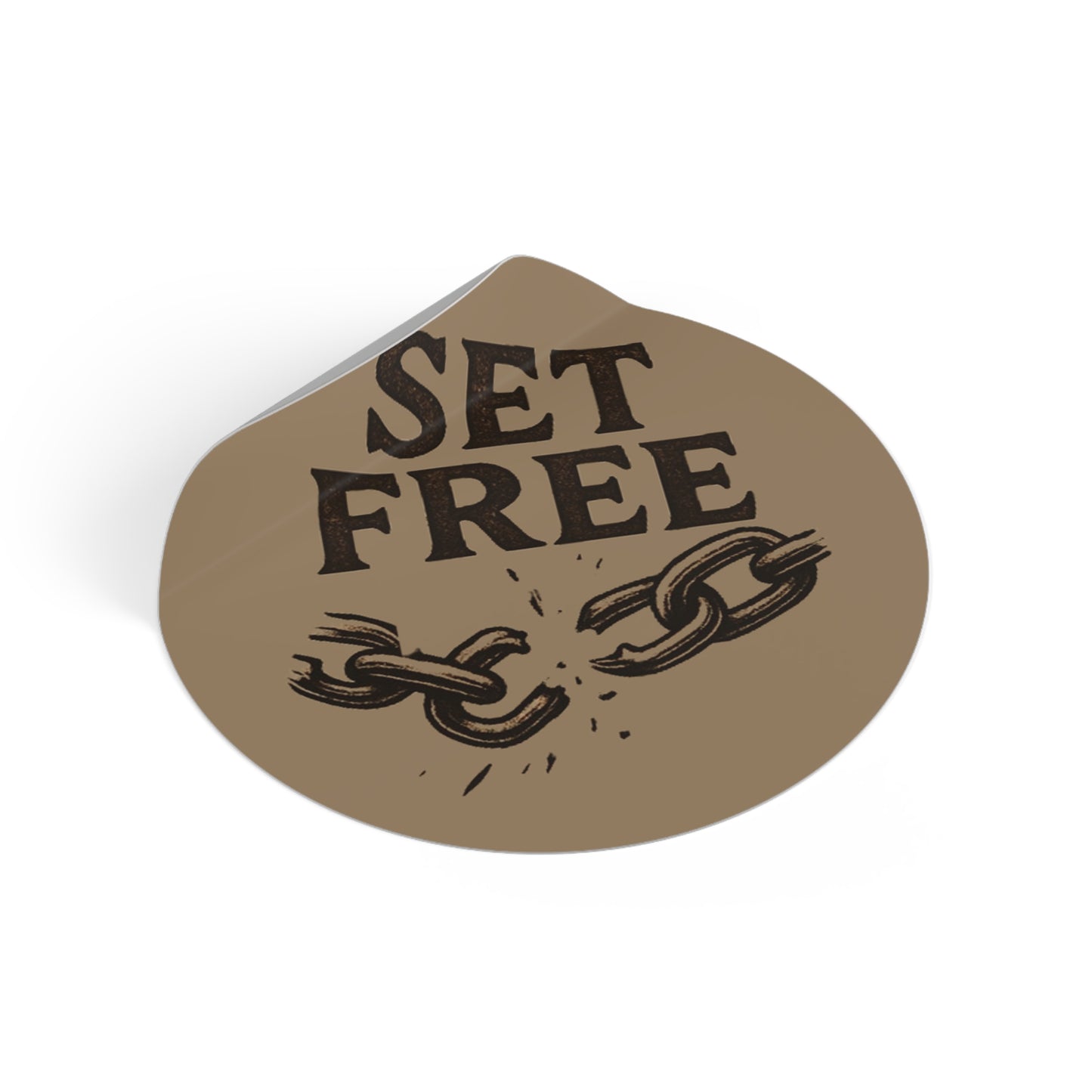 Set Free Round Vinyl Sticker – Broken Chain Inspirational Decal