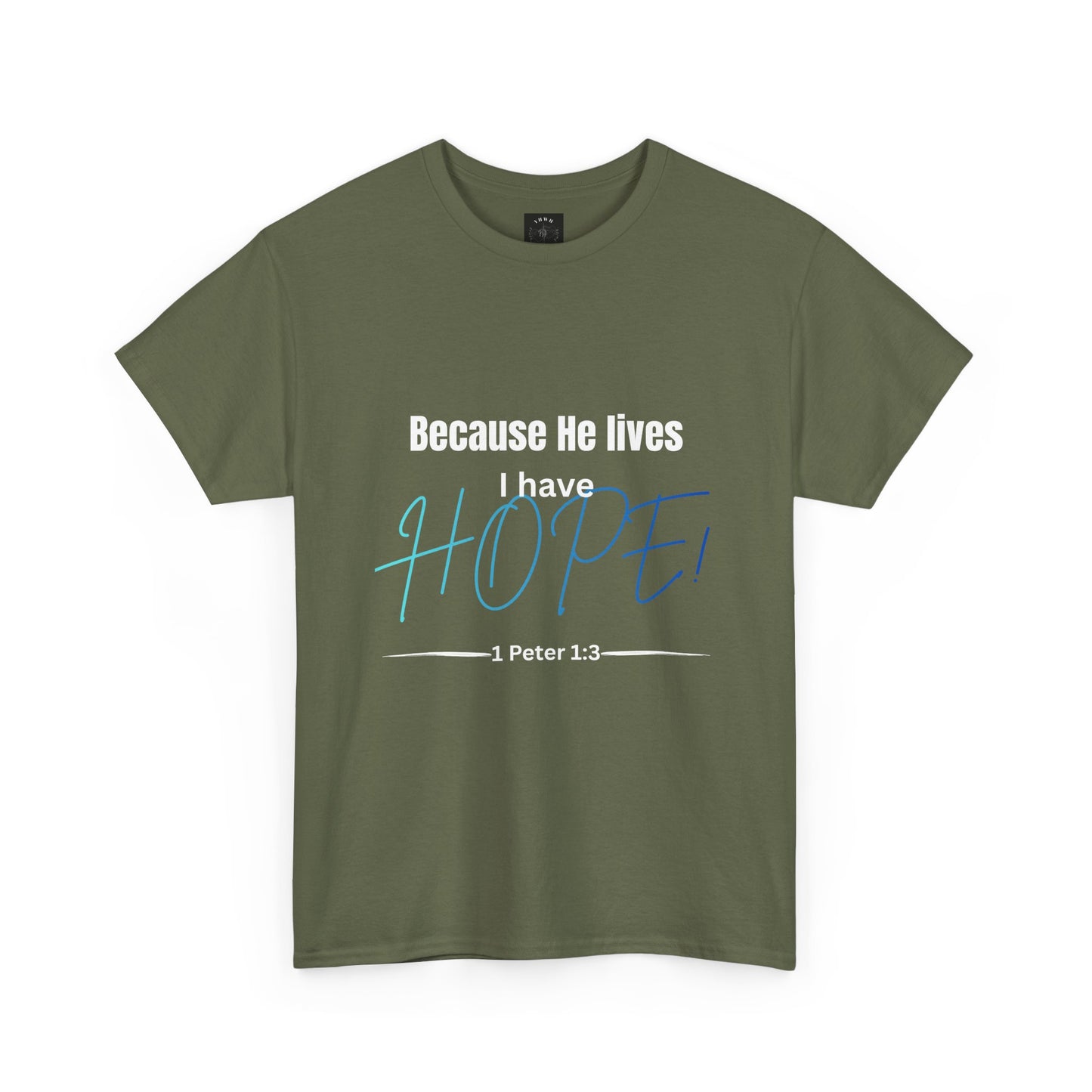 *Spring special edition* Because He Lives I Have Hope T-Shirt — 1 Peter 1:3 Christian Faith Tee