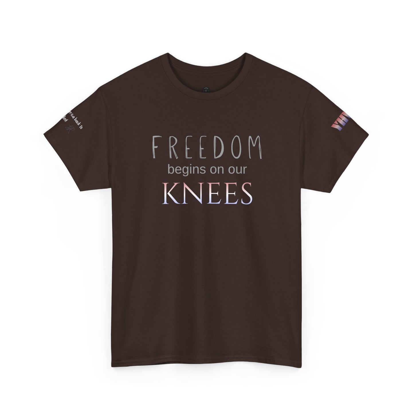 4th of July limited edition T-Shirt — "Freedom Begins on Our Knees" Christian Bible Verse Tee