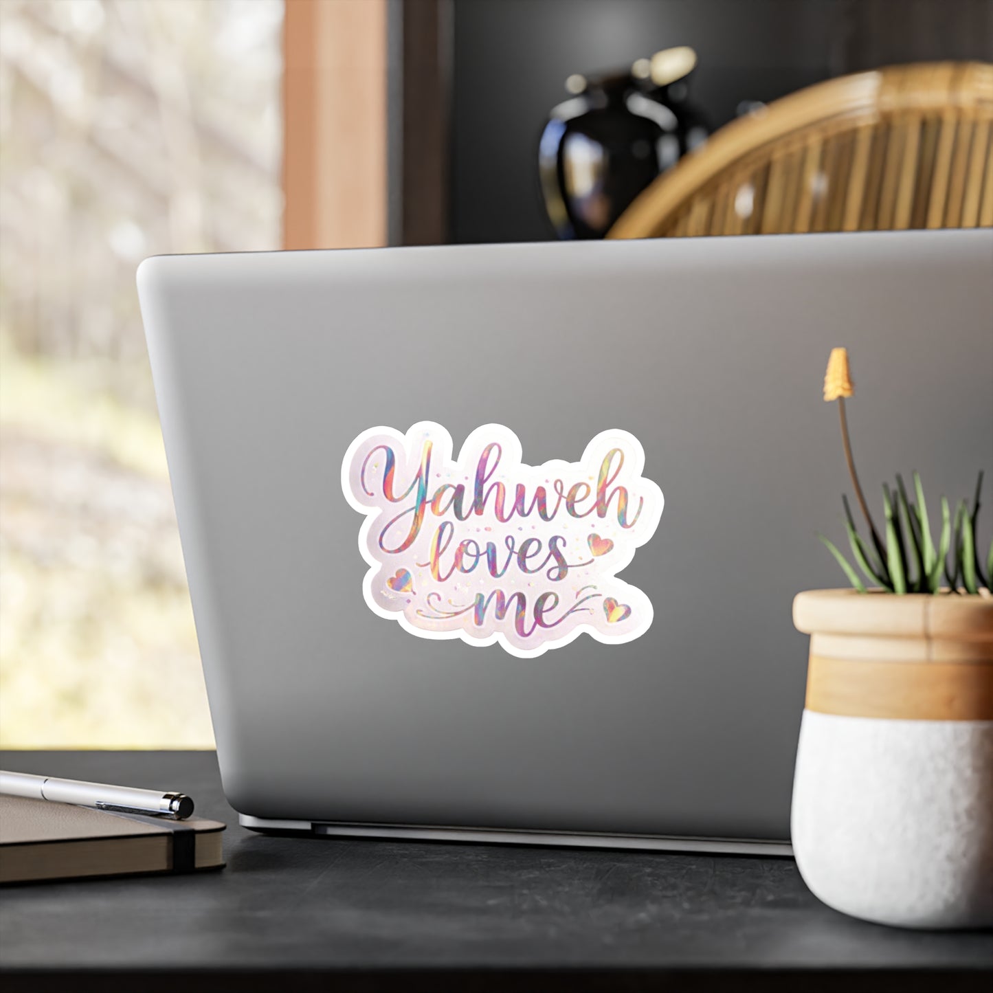 *Spring special edition* Yahweh Loves Me Kiss-Cut Vinyl Sticker — Inspirational Faith Decal for Windows, Laptops & Water Bottles