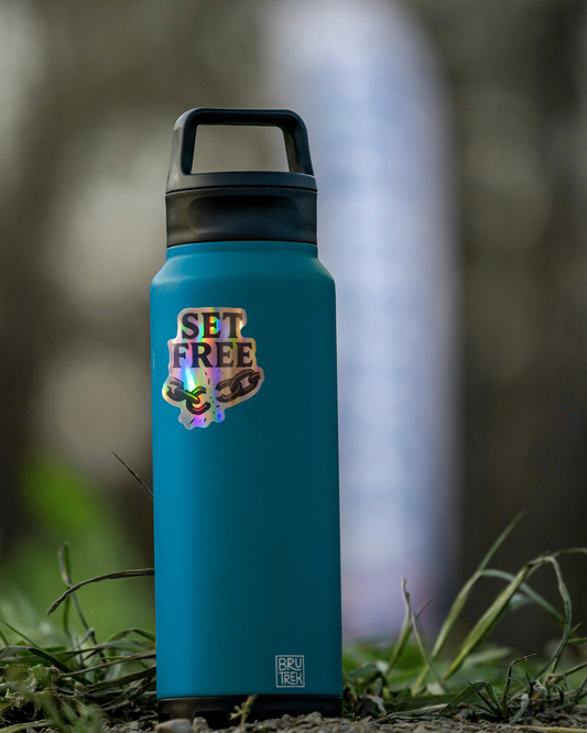 Holographic "Set Free" Die-Cut Sticker — holographic Broken Chain Sticker