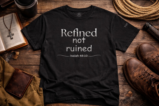 Refined Not Ruined Tee — Isaiah 48:10 Inspirational Christian T‑Shirt