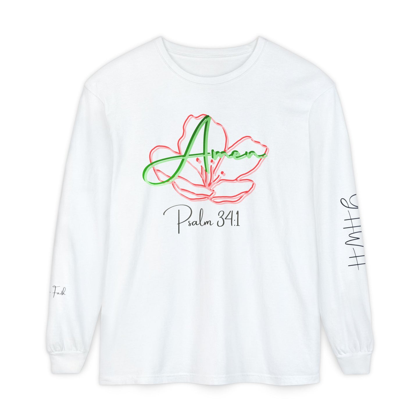 *Spring special edition* 'Amen' Psalm 34:1 Floral Long Sleeve Tee