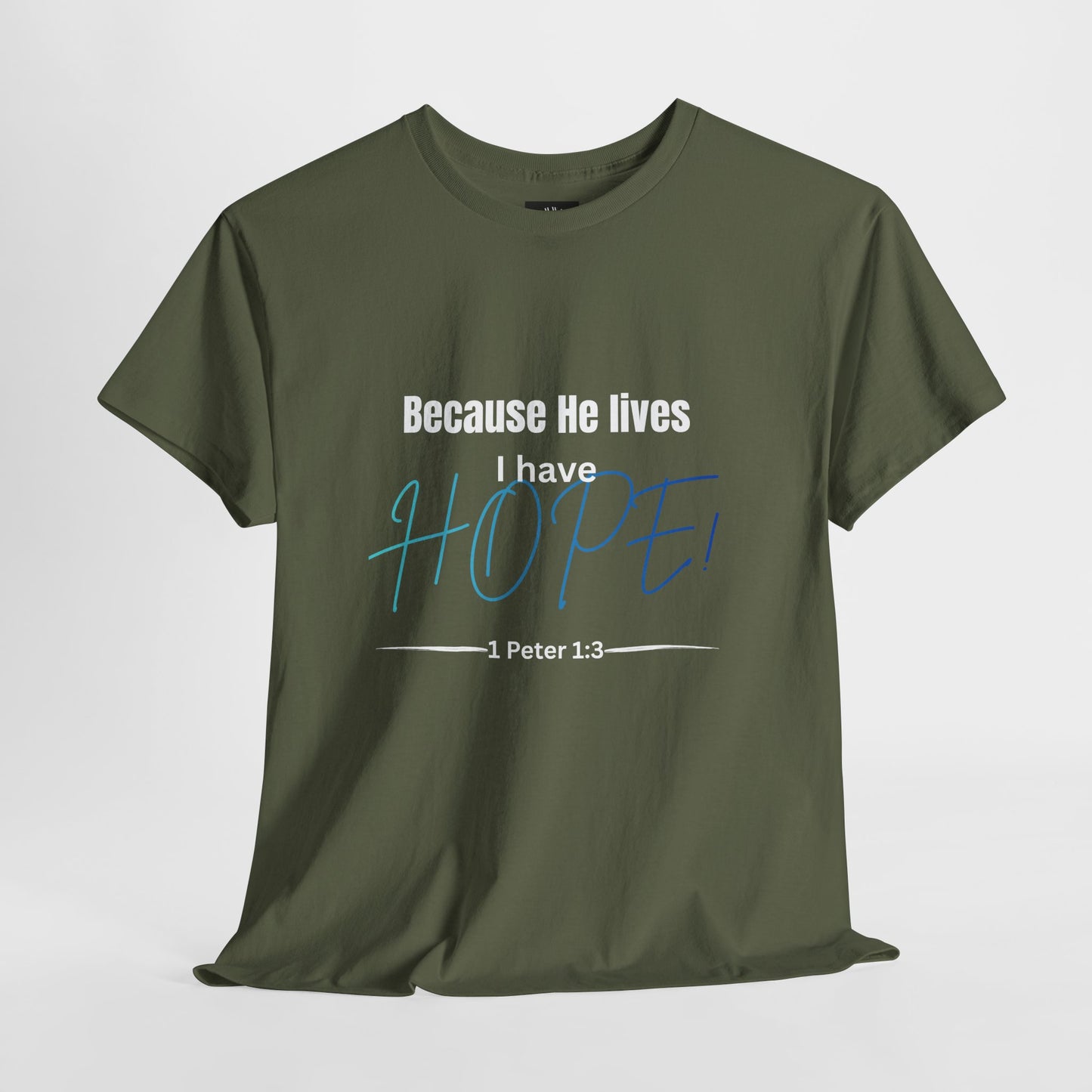 *Spring special edition* Because He Lives I Have Hope T-Shirt — 1 Peter 1:3 Christian Faith Tee