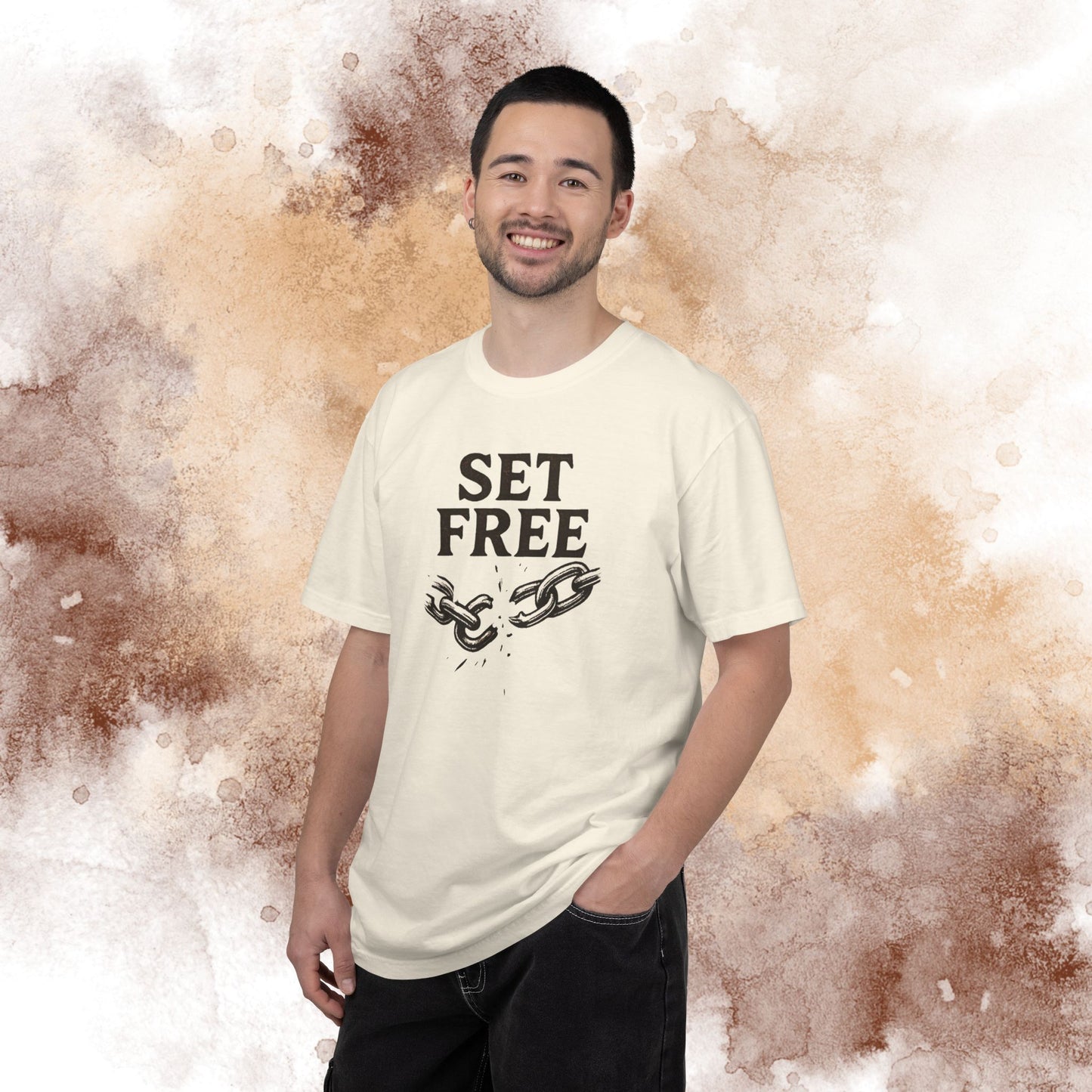 Set Free T‑Shirt — Broken Chain Christian Scripture Tee (John 8:36)