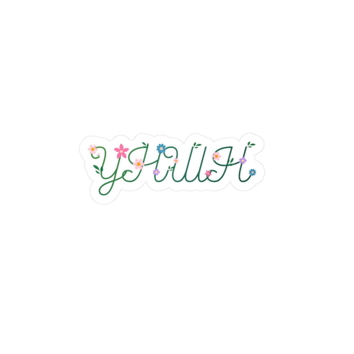 *Spring special edition* Floral 'YHWH' Kiss-Cut Vinyl Decal – Cute Script Flower Sticker for Laptops, Water Bottles & Windows
