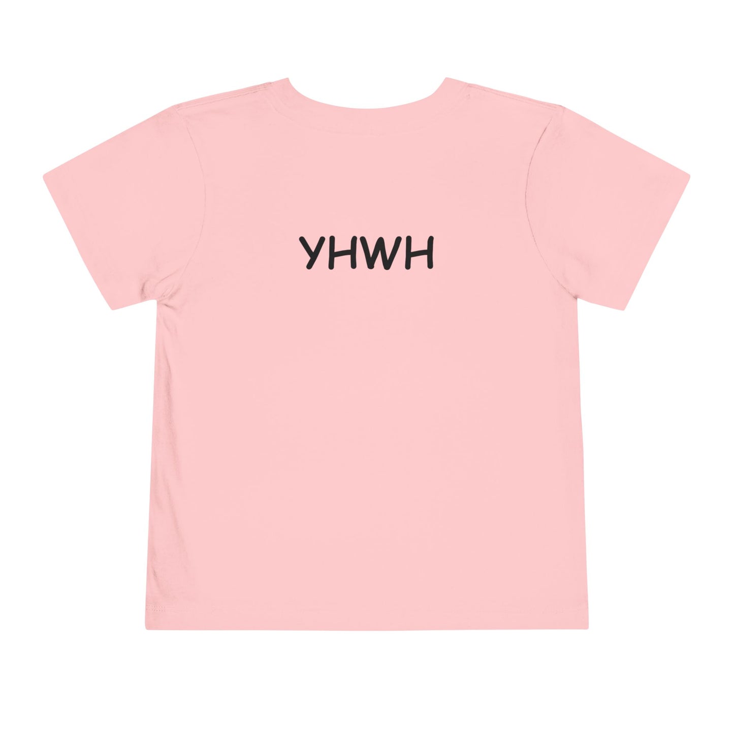 Toddler Tee — "Pray Love Smile" Christian Kids Shirt (YHWH Back)
