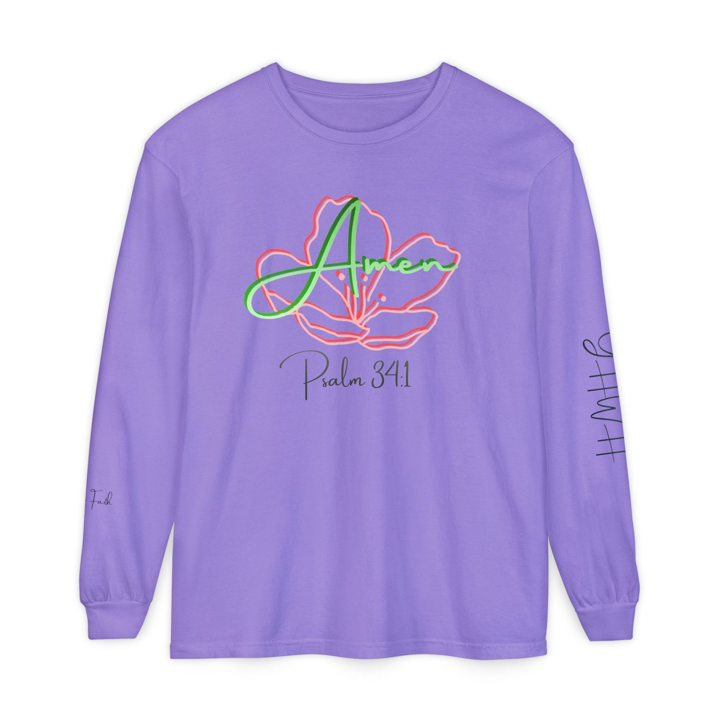 *Spring special edition* 'Amen' Psalm 34:1 Floral Long Sleeve Tee