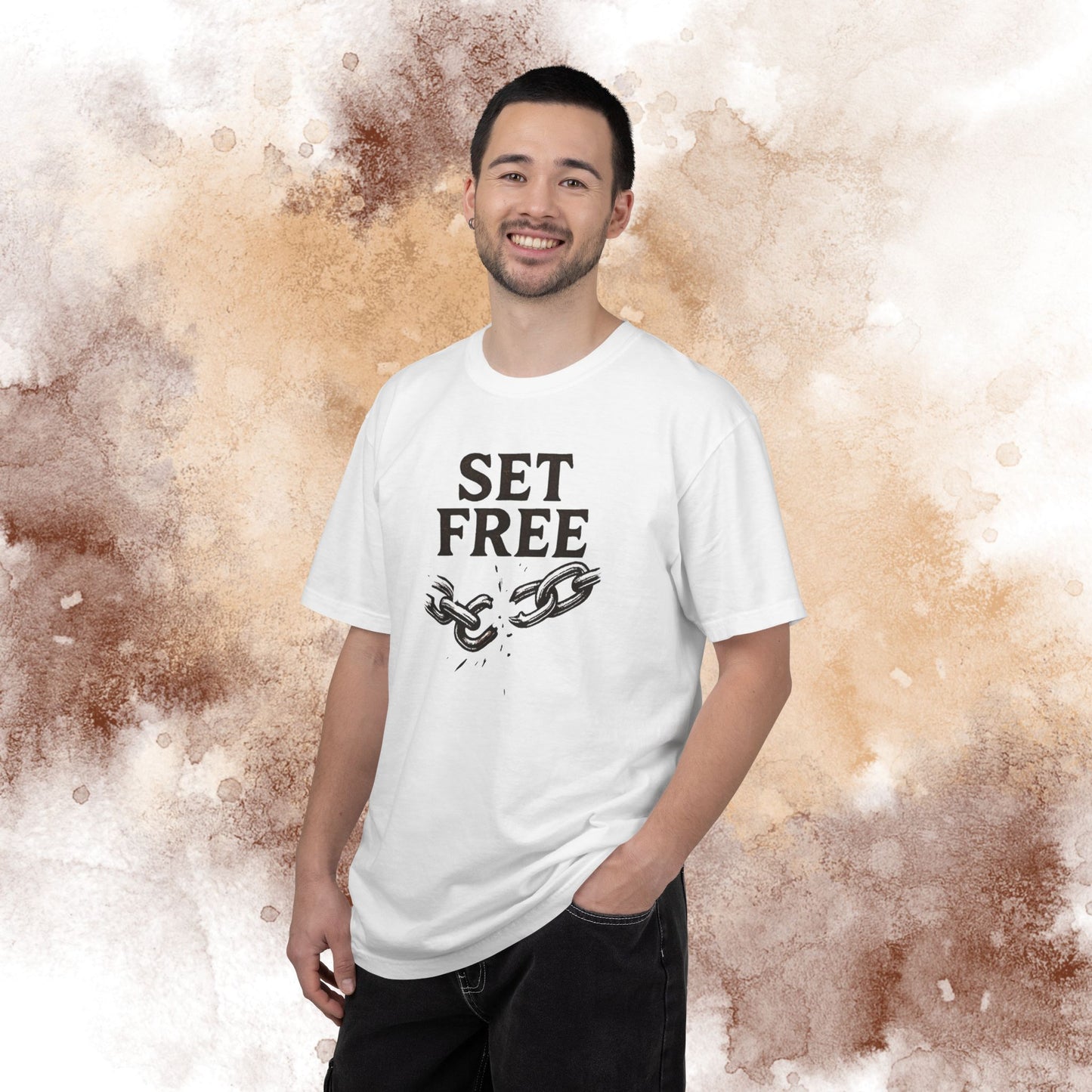 Set Free T‑Shirt — Broken Chain Christian Scripture Tee (John 8:36)