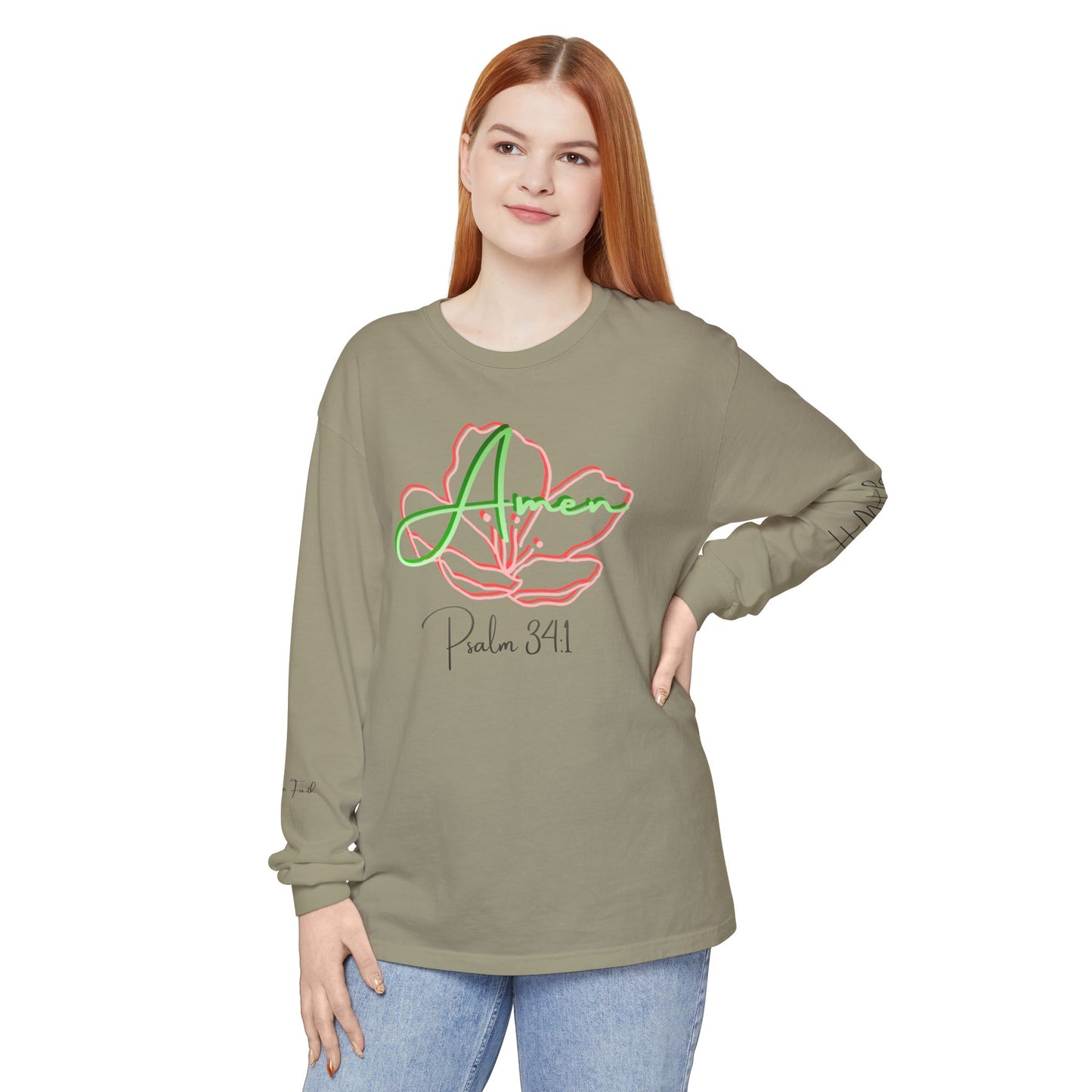 *Spring special edition* 'Amen' Psalm 34:1 Floral Long Sleeve Tee
