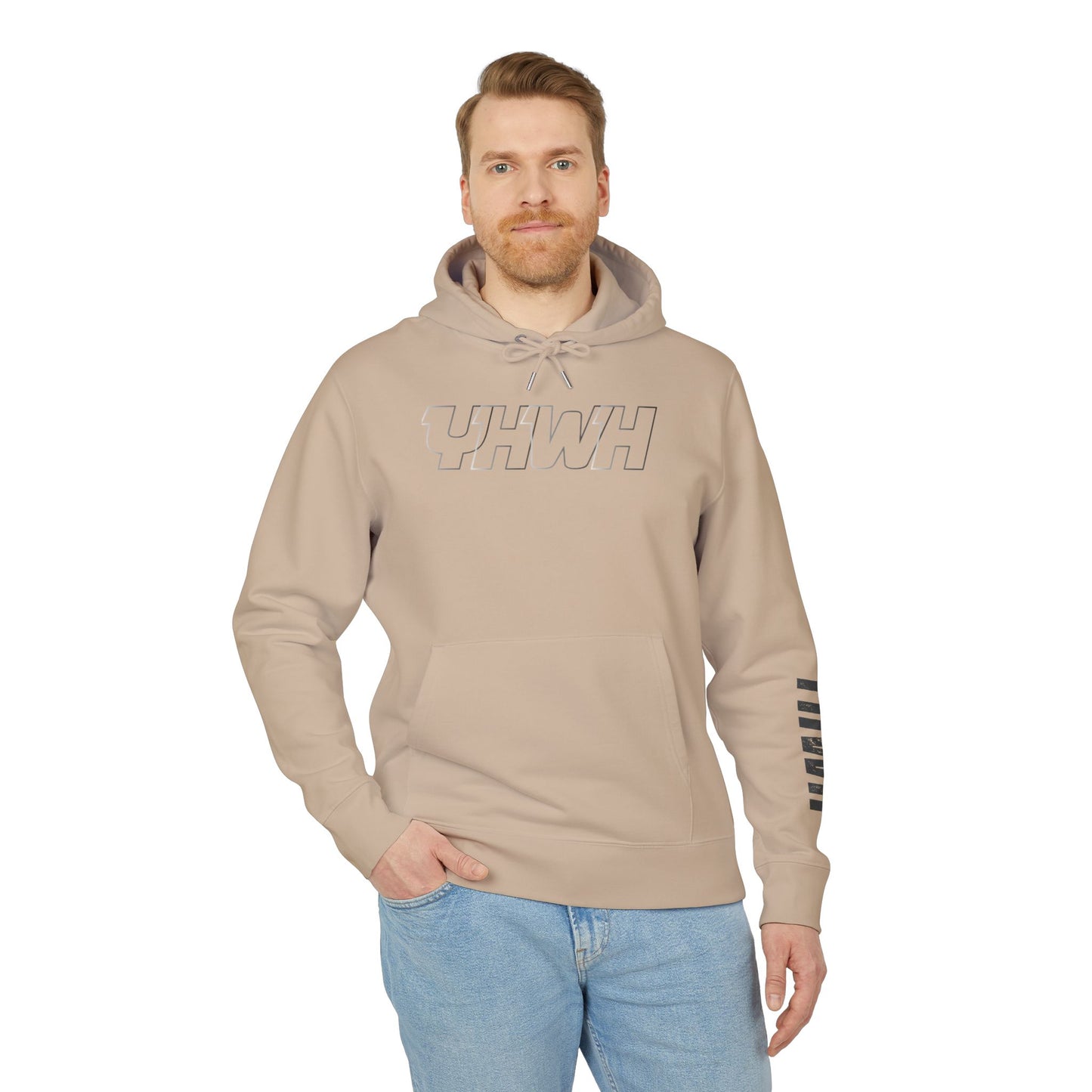 YHWH Hoodie — Minimalist Faith Pullover with Sleeve Print