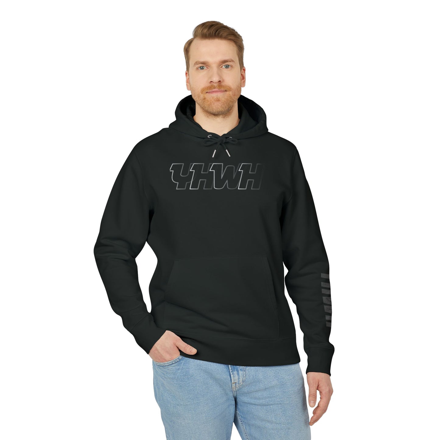 YHWH Hoodie — Minimalist Faith Pullover with Sleeve Print