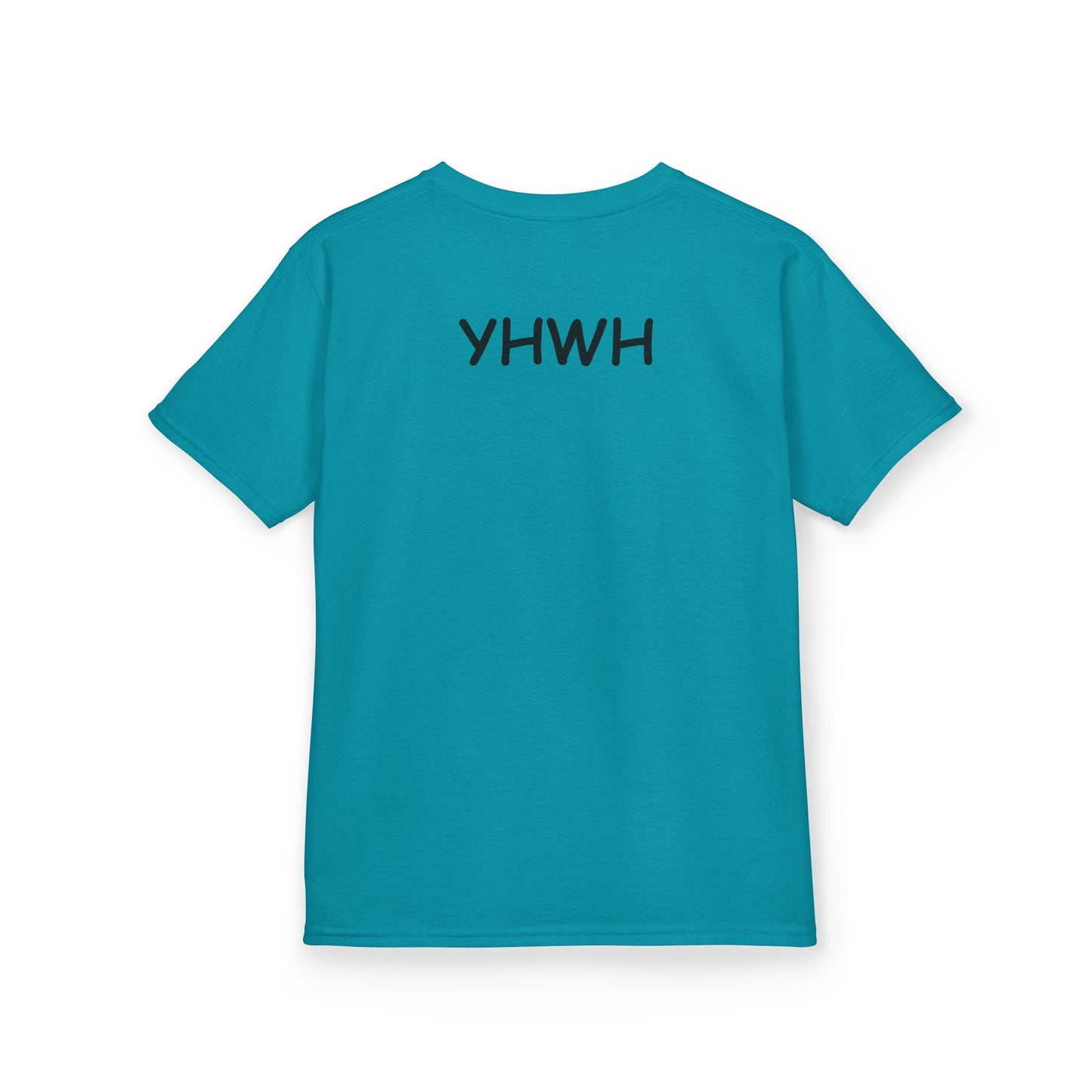 Kids Tee — "Pray Love Smile" Christian T‑Shirt with Hearts (YHWH Back)