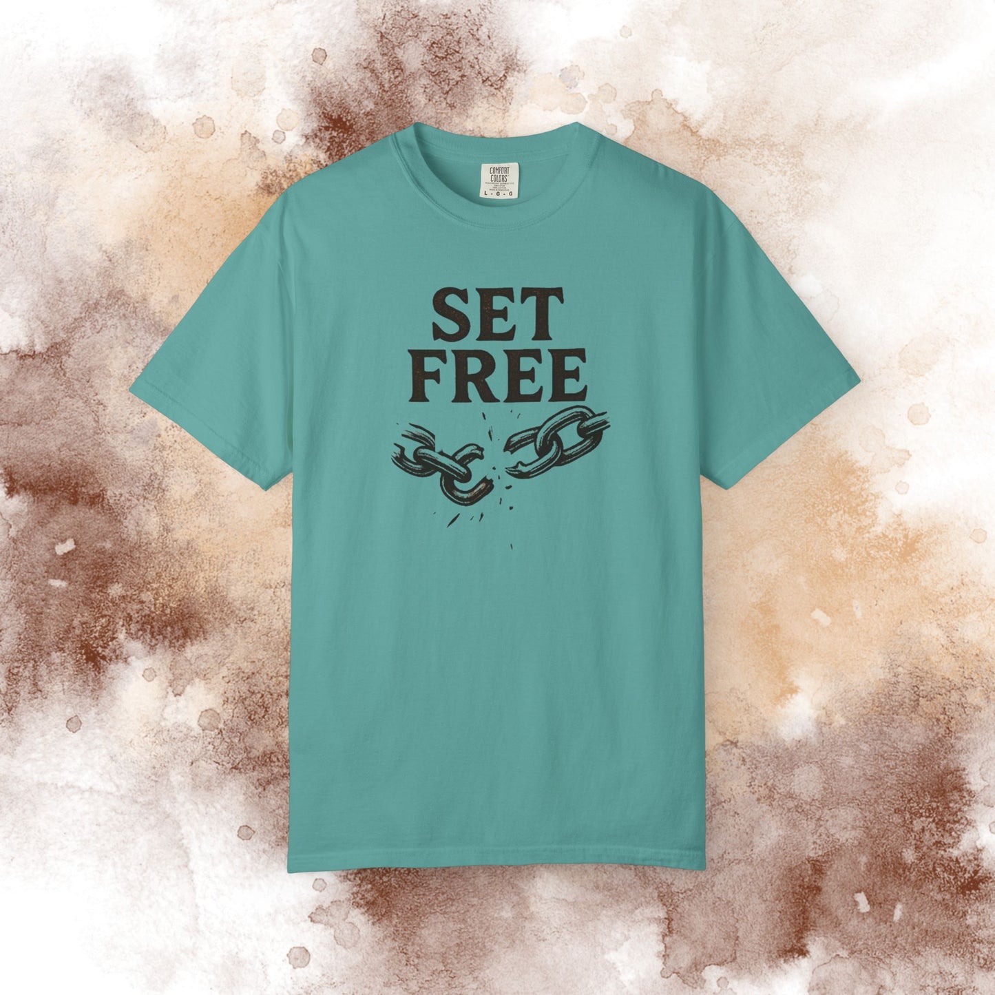 Set Free T‑Shirt — Broken Chain Christian Scripture Tee (John 8:36)
