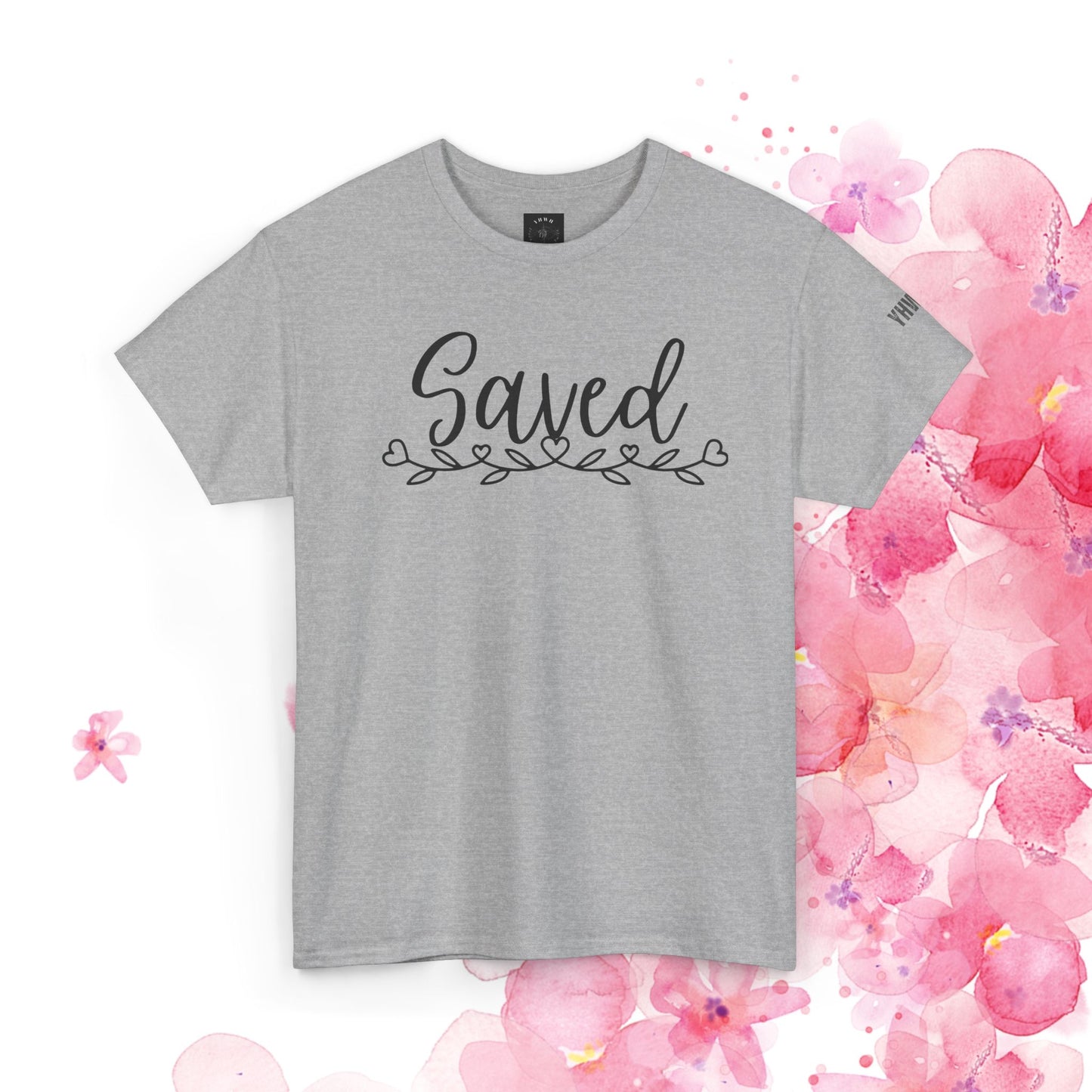 Saved Tee — Floral Script Christian Faith T-Shirt