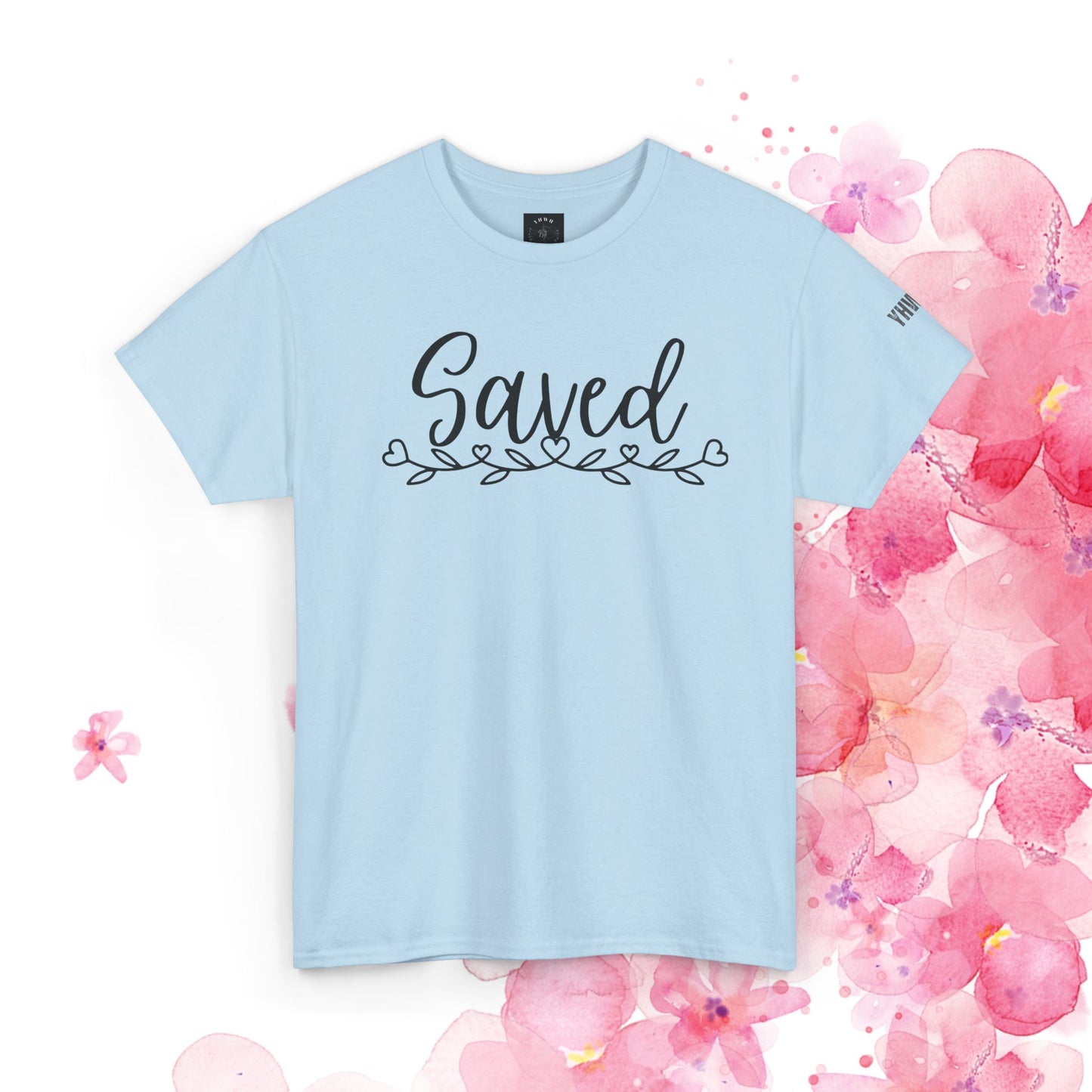 Saved Tee — Floral Script Christian Faith T-Shirt