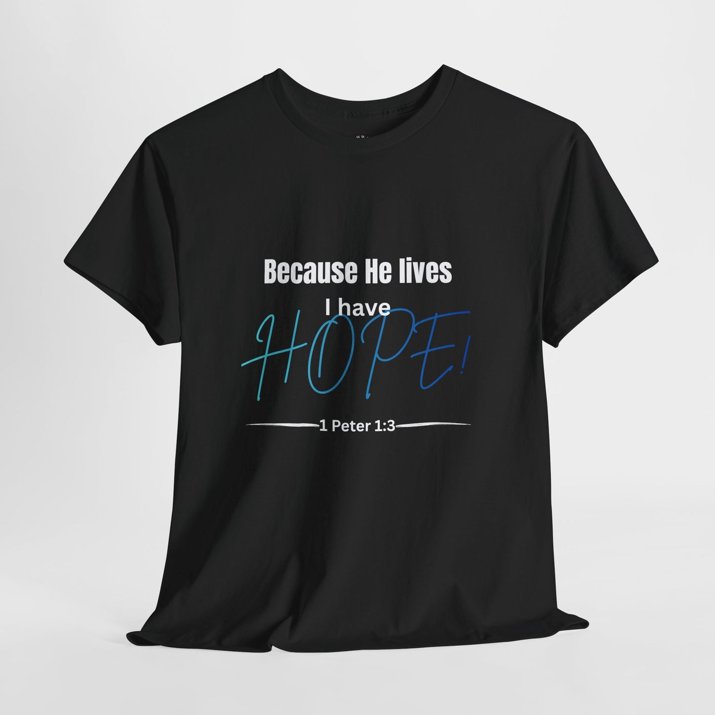 *Spring special edition* Because He Lives I Have Hope T-Shirt — 1 Peter 1:3 Christian Faith Tee