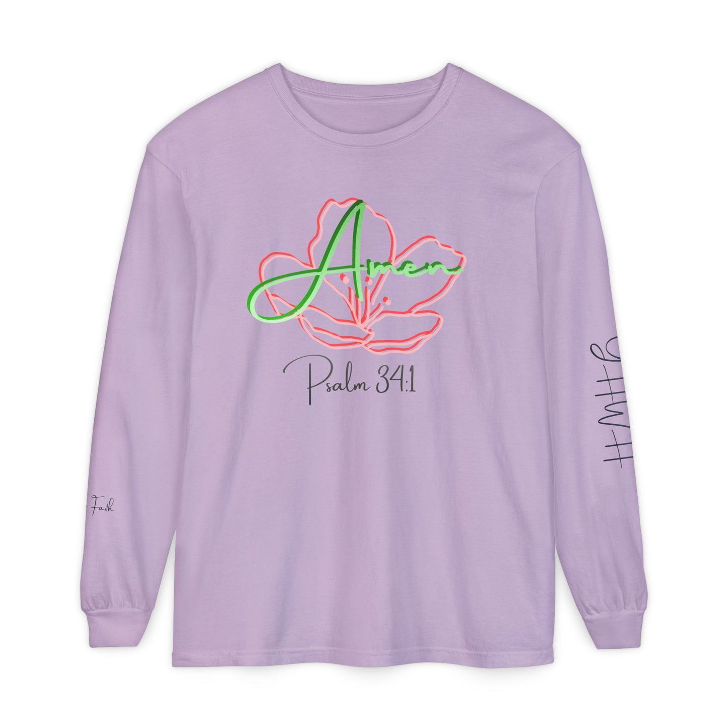 *Spring special edition* 'Amen' Psalm 34:1 Floral Long Sleeve Tee