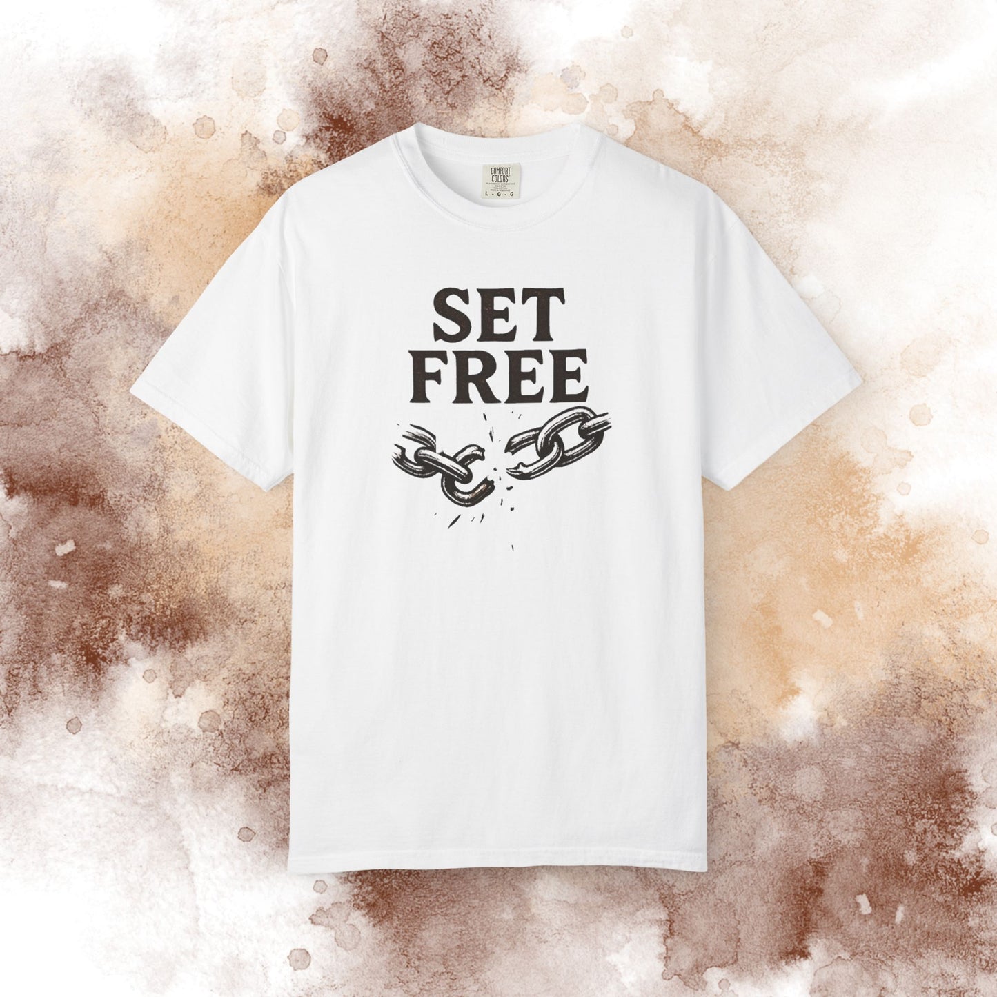 Set Free T‑Shirt — Broken Chain Christian Scripture Tee (John 8:36)