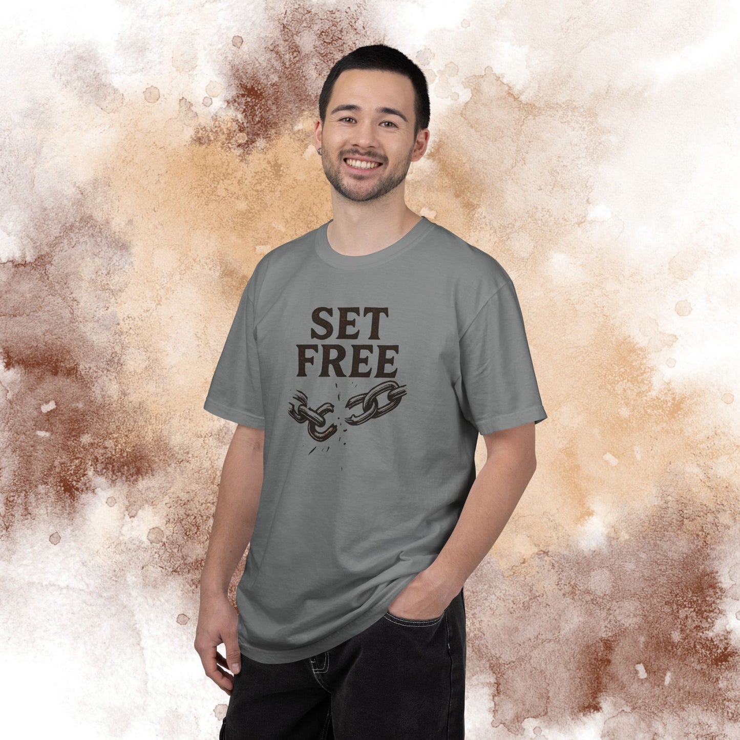 Set Free T‑Shirt — Broken Chain Christian Scripture Tee (John 8:36)
