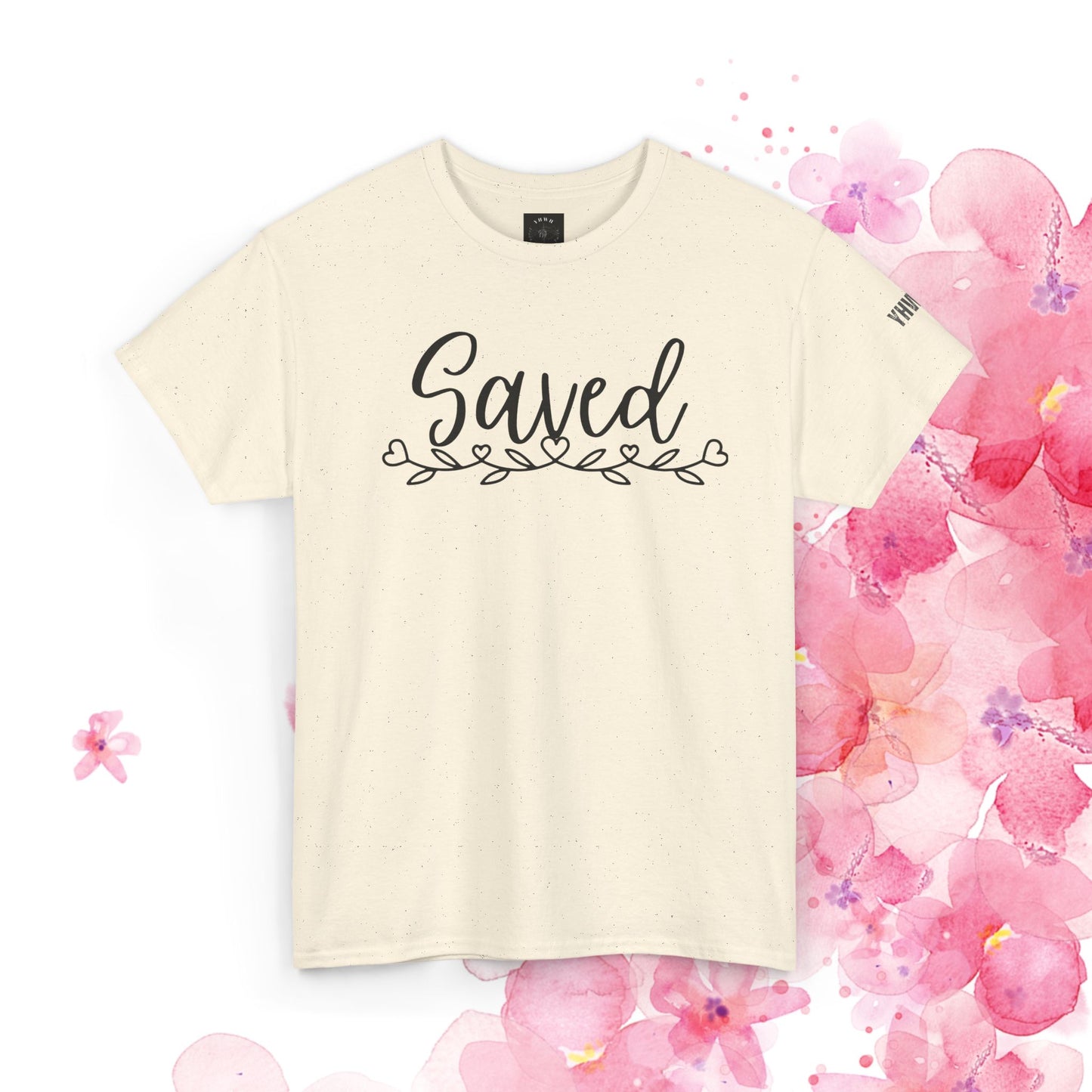 Saved Tee — Floral Script Christian Faith T-Shirt