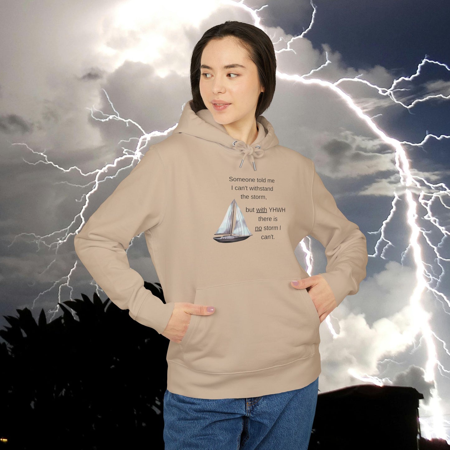 Sailboat Quote Hoodie —"With YHWH there is no storm..."