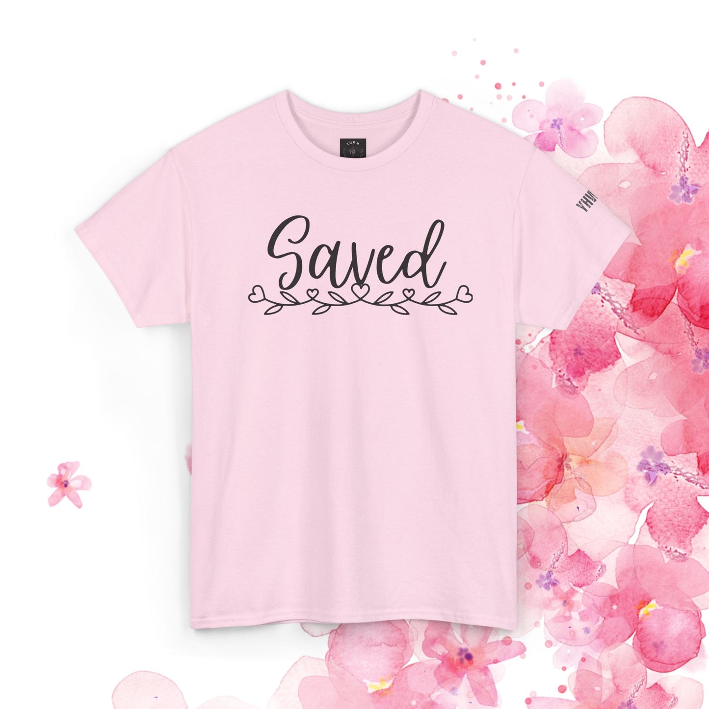 Saved Tee — Floral Script Christian Faith T-Shirt