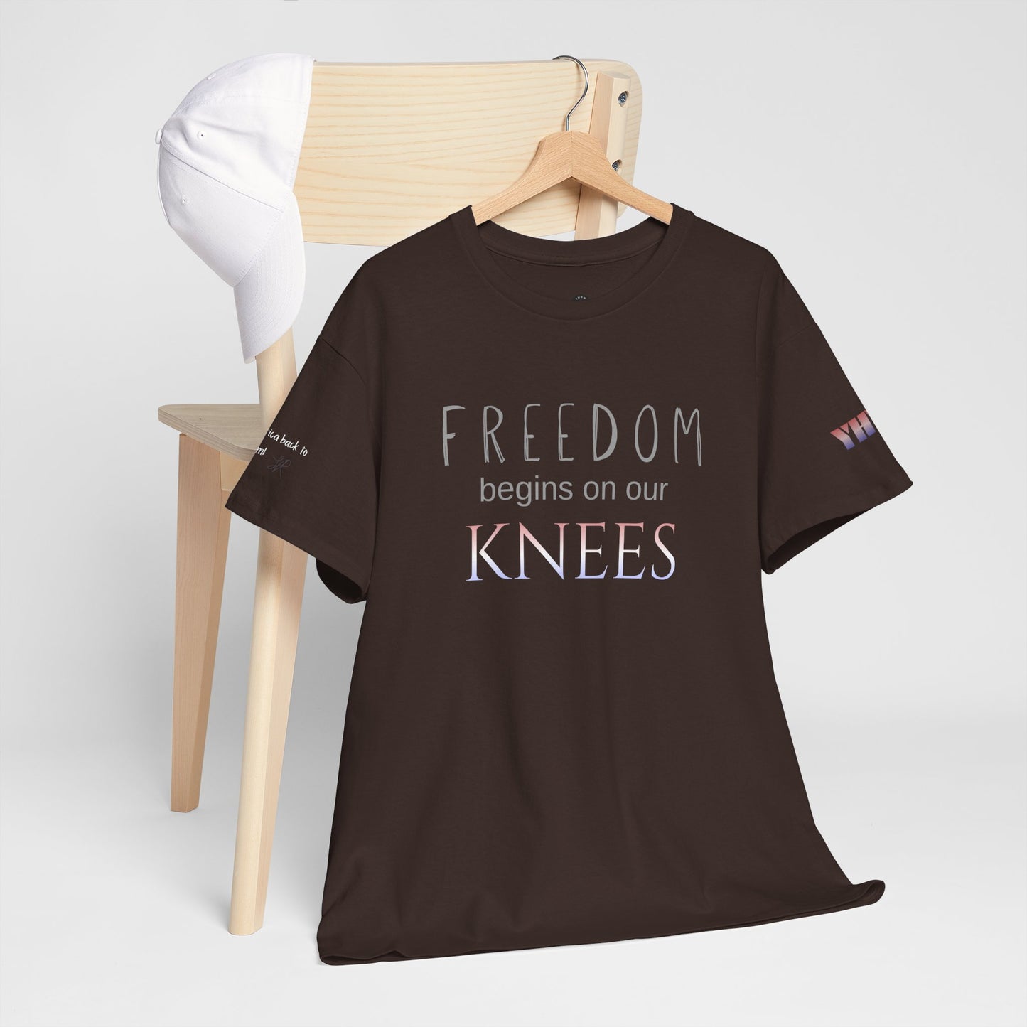 4th of July limited edition T-Shirt — "Freedom Begins on Our Knees" Christian Bible Verse Tee