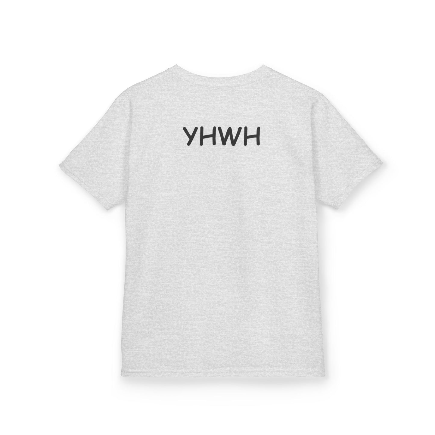 Kids Tee — "Pray Love Smile" Christian T‑Shirt with Hearts (YHWH Back)
