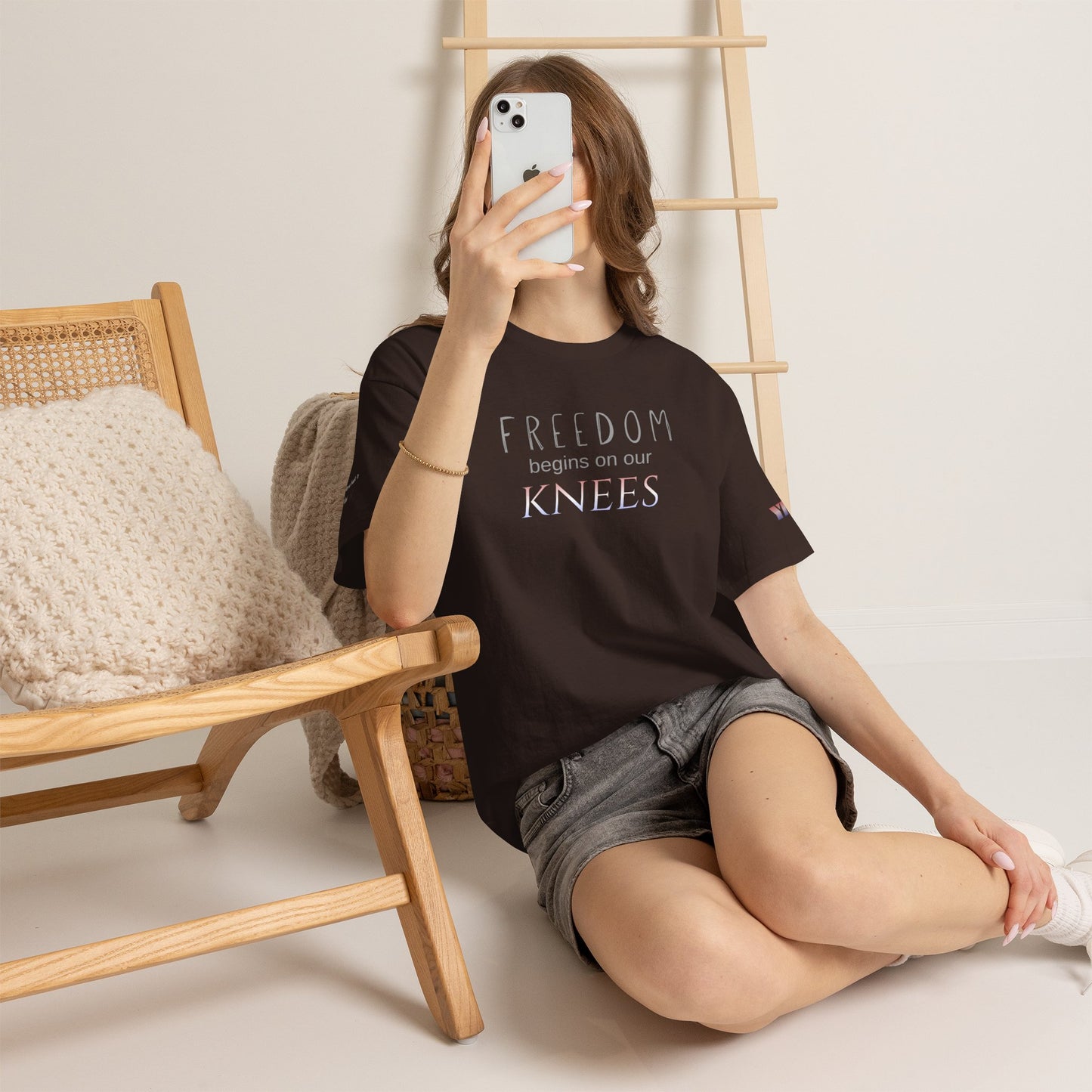 4th of July limited edition T-Shirt — "Freedom Begins on Our Knees" Christian Bible Verse Tee