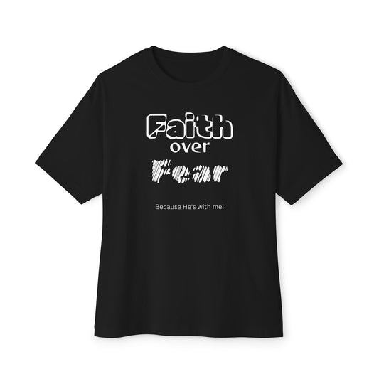 Faith Over Fear Tee — Psalm 23:4 Christian Oversized Boxy Shirt