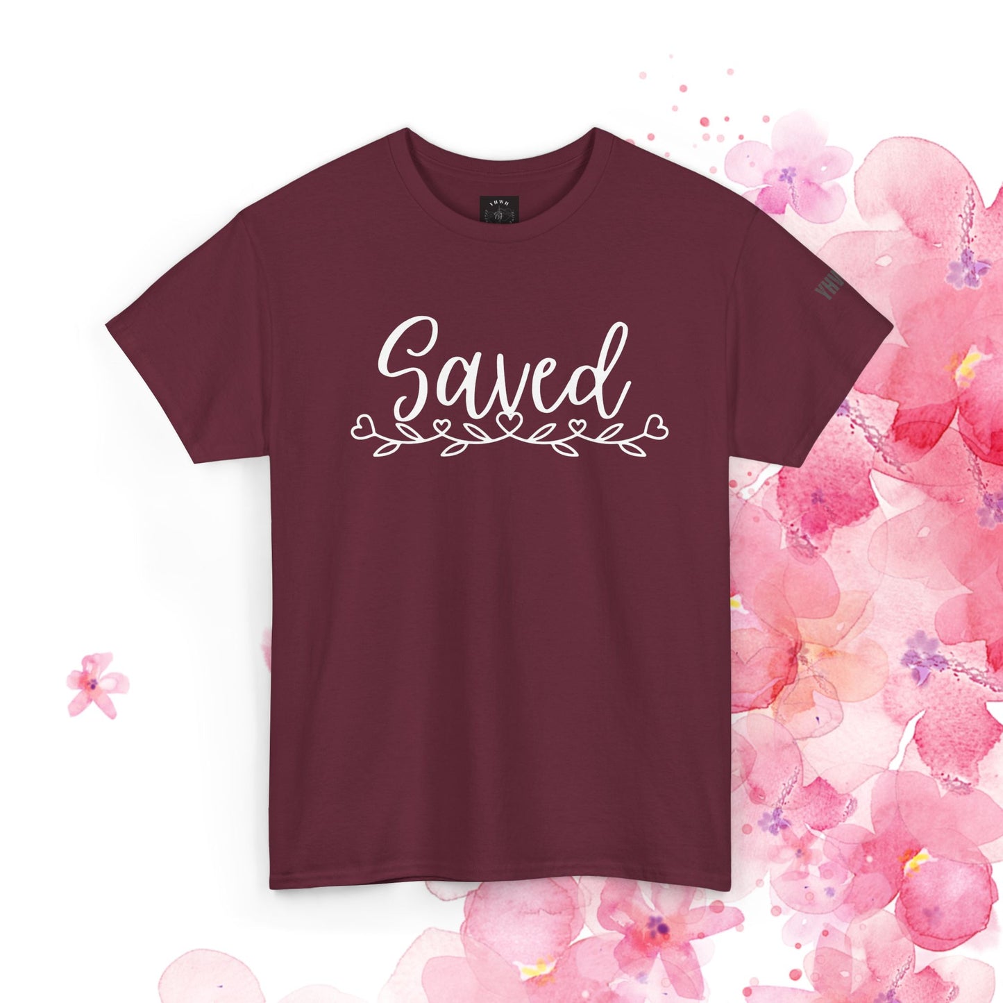 Saved Tee — Floral Script Christian Faith T-Shirt