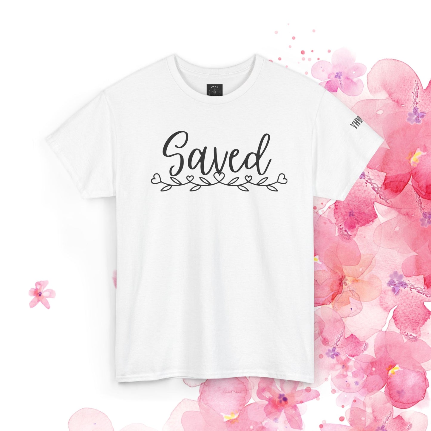 Saved Tee — Floral Script Christian Faith T-Shirt